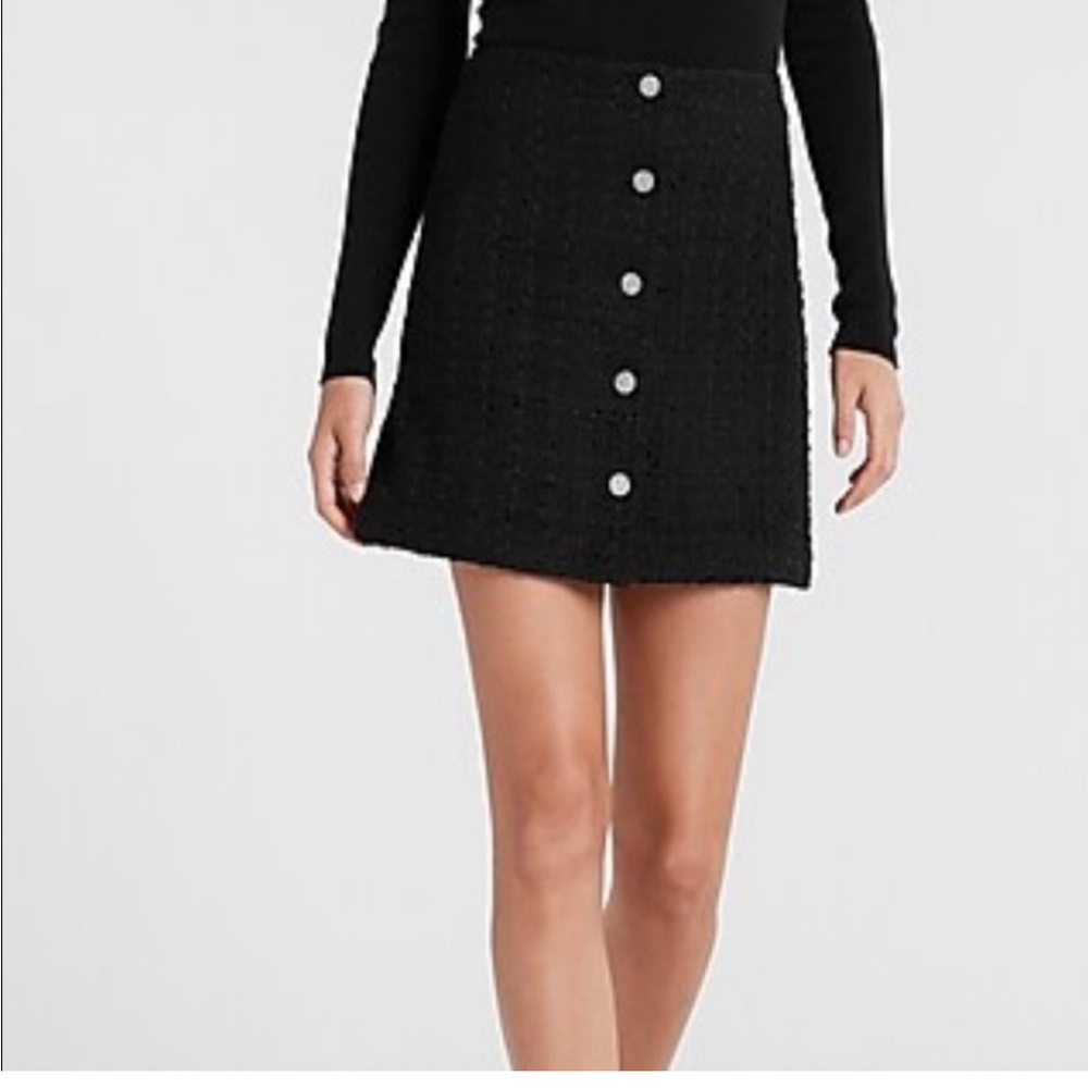 Express Nwt Tweed High Waist Embellished Mini Skirt Size 0